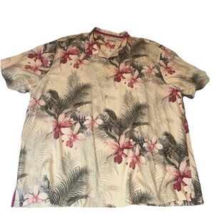 Tommy Bahama Silk Island Zone Shirt 2XLB Beige Pink 2X